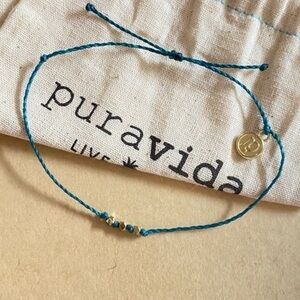 PURA VIDA Delicate Mediterranean Green (kind of Teal) with Gold Seed Beads NEW!